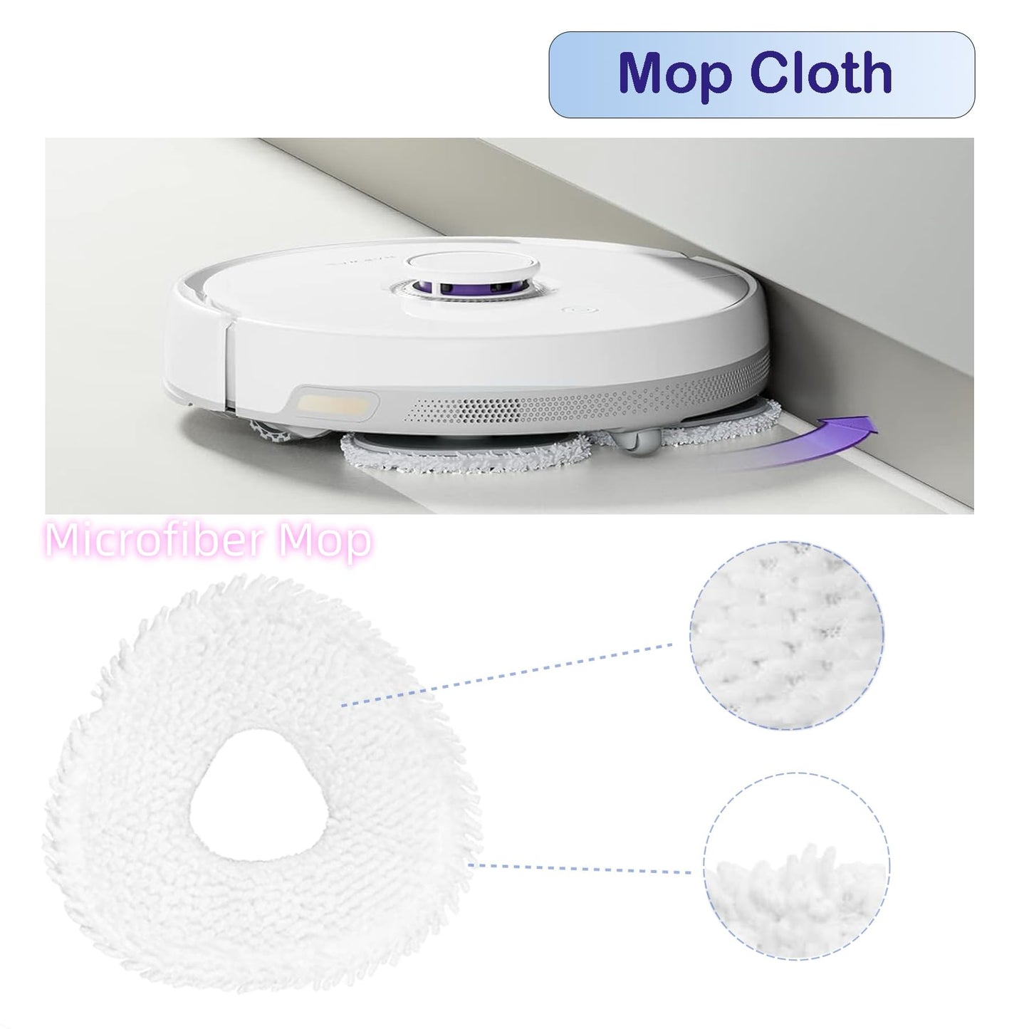 Replacement Mop Pads Compatible with Narwal Freo Pro X Ultra Narwal Freo Z Ultra Z10 T10 J3 J4 J5 R10 Microfiber Resuable Mop Cloth Robot Vacuum Cleaner Accessories
