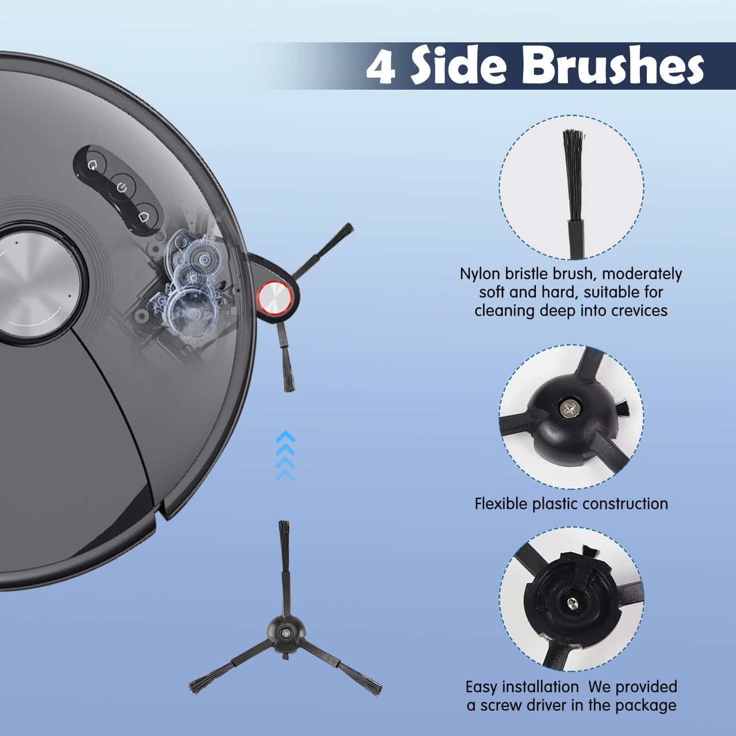 S8 Max V Accessories Kit Compatible with Roborock S8 Max/MaxV Ultra Robot Vacuum, 1 Set Main Brush, 1 Rolling Brush, 2 HEPA Filter, 4 Side Brushs, 4 Mop Cloth + Edge Mop Cloth, 6 Dust Bag