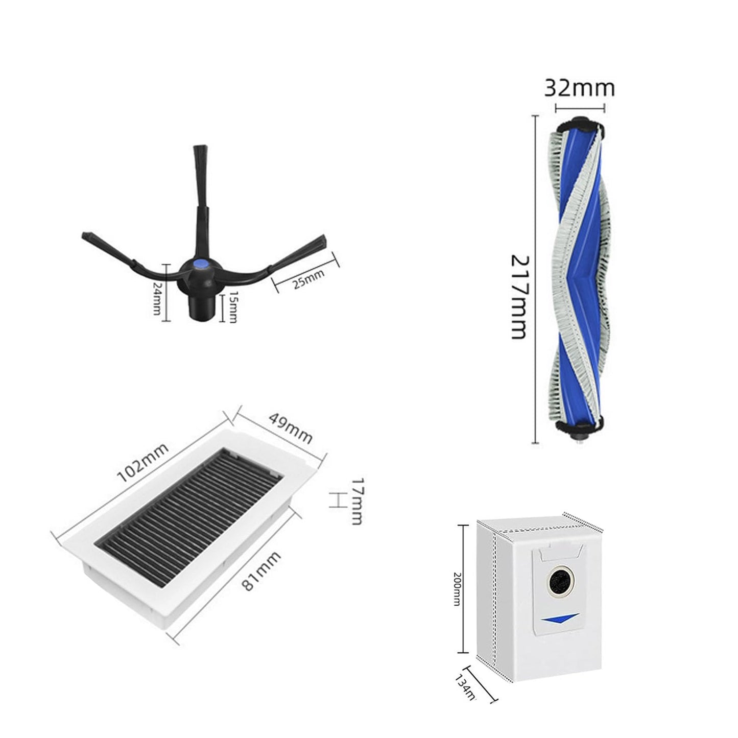 Replacement Parts for Ecovacs Deebot X5 Pro / X5 pro Omni - 14 in 1 Maintenance Accessories Kit: Main Brush, Side Brushes, HEPA Filters, Mop Pads, Dust Bags