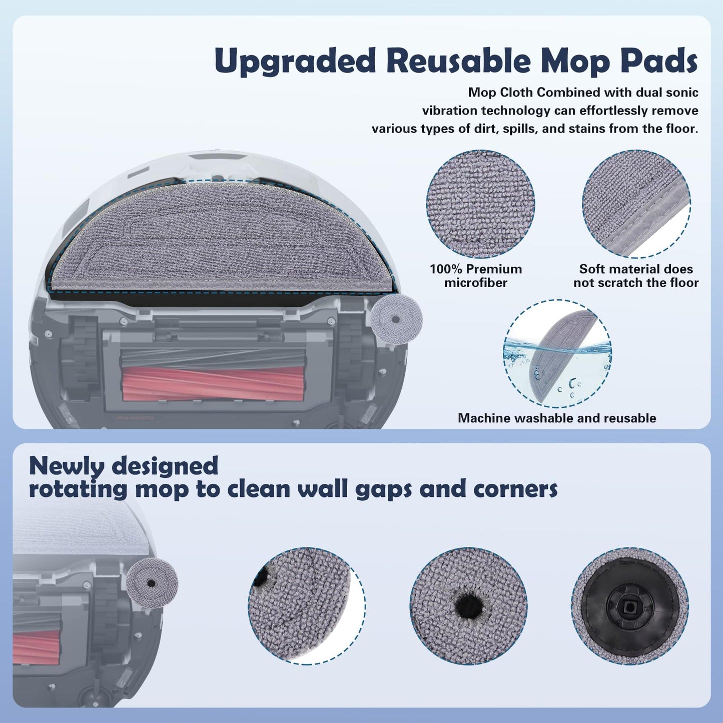 S8 Max V Accessories Kit Compatible with Roborock S8 Max/MaxV Ultra Robot Vacuum, 1 Set Main Brush, 1 Rolling Brush, 2 HEPA Filter, 4 Side Brushs, 4 Mop Cloth + Edge Mop Cloth, 6 Dust Bag