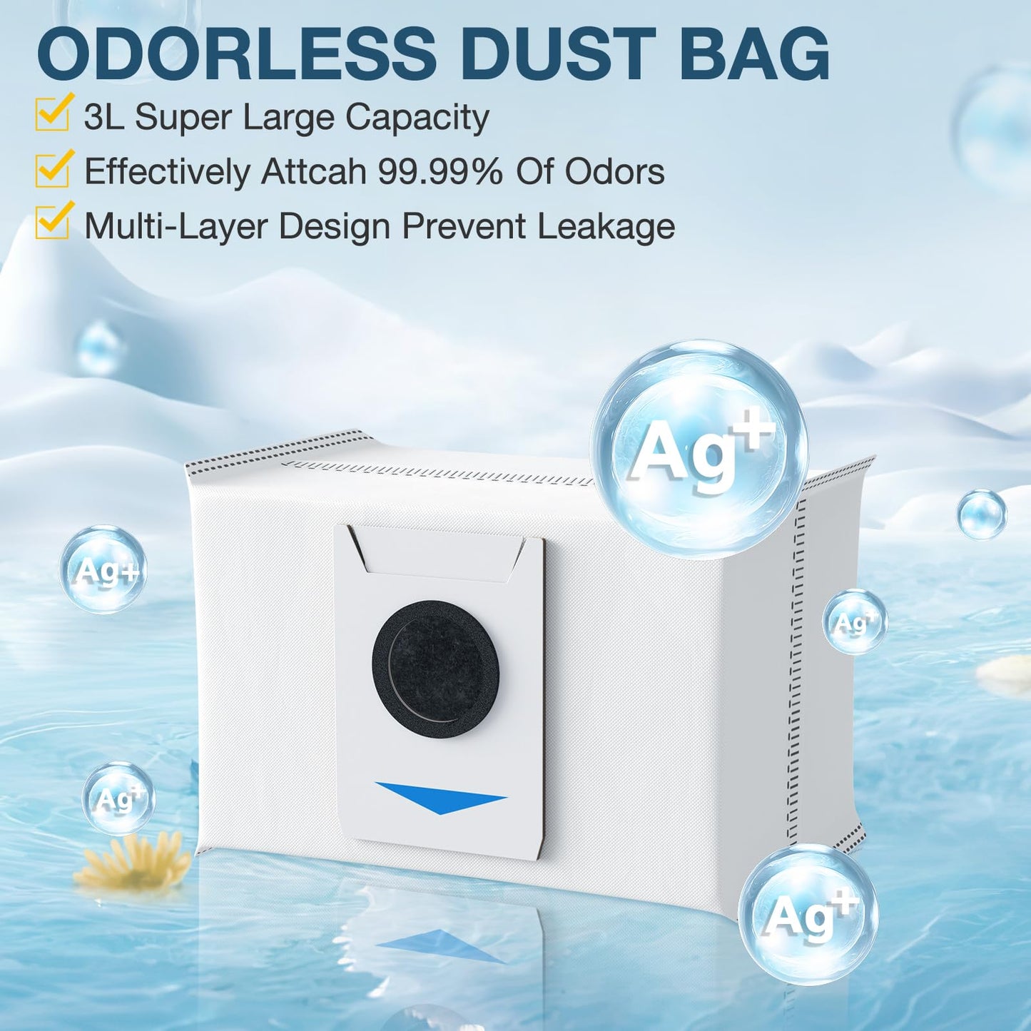 Replacement Parts for ECOVACS T20 Omni/Max/Pro,Ecovacs T20 Max Vacuum Cleaner Accessories Kit, 1*Main Brush+ 4*Hepa Filters+ 4*Mop Pads+ 4*Vacuum Bags+ 6*Side Brushs