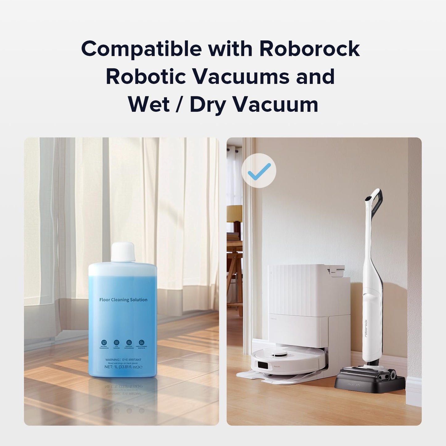 roborock Floor Cleaning Solution, Floor Cleaner for Hardwood, Compatible Robot Vacuums with Mopping and Wet and Dry Vacuum, 1L, 33.8 Fl. OZ