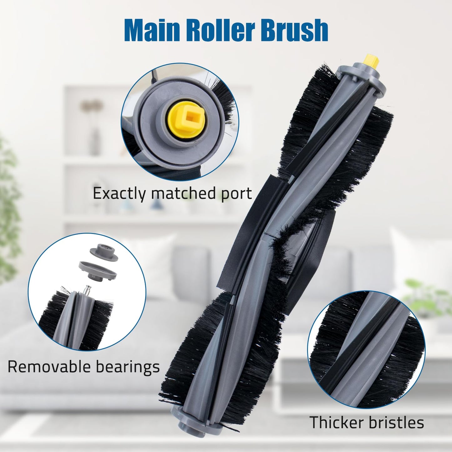 18 PCS Replacement Accessories Kit For Ecovacs Deebot X1 TURBO/OMNI Robot Vacuum Cleaner Parts, 1 Main Brush, 6 Side Brush, 3 Hepa Filter, 4 Mop Cloth, 4 Dust Bag