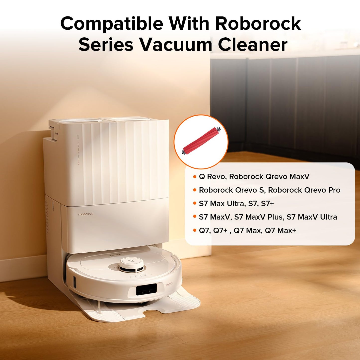 roborock Rubber Main Brush Replacement Q Revo Series, S7 Max Ultra, QV 35A, Q7 Series Robot Vacuum