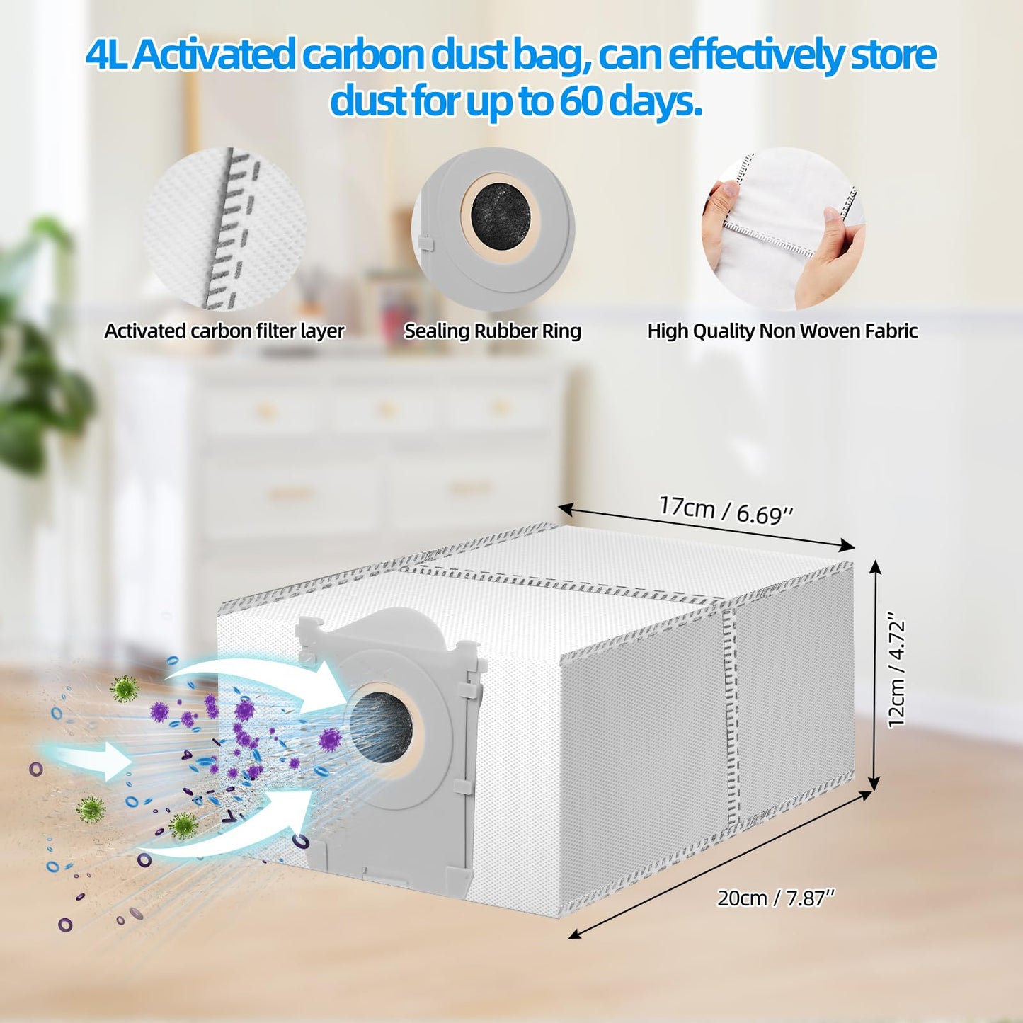25 Pack Accessories for ECOVACS DEEBOT T50 PRO Omni / T50 Omni Robot Vacuum, Replacement 2 Anti Tangle Main Brush 6 Mop Pads 6 Dust Bag 6 Sidebrush 4 Filter 1 Cleaning Brush