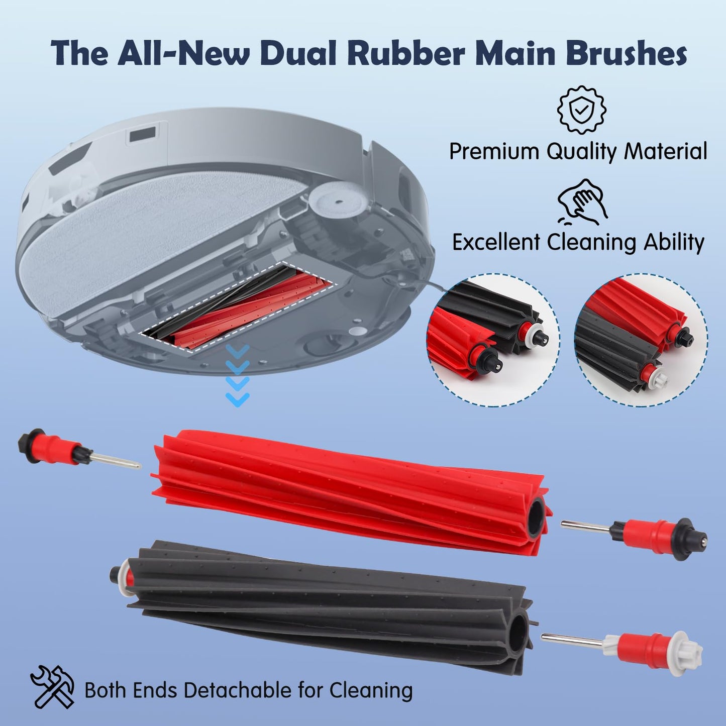 S8 Max V Accessories Kit Compatible with Roborock S8 Max/MaxV Ultra Robot Vacuum, 1 Set Main Brush, 1 Rolling Brush, 2 HEPA Filter, 4 Side Brushs, 4 Mop Cloth + Edge Mop Cloth, 6 Dust Bag