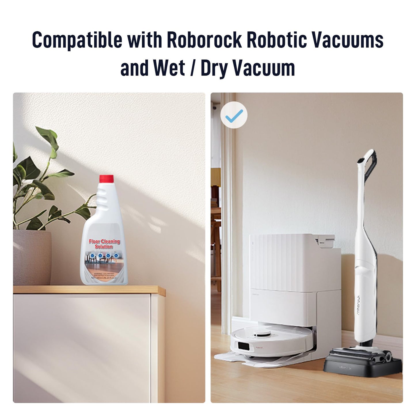 roborock Official Floor Cleaning Solution, Floor Cleaner for Hardwood Tile Hardfloor, Compatible Robot Vacuums with Mopping and Wet Dry Vacuum(480ml)