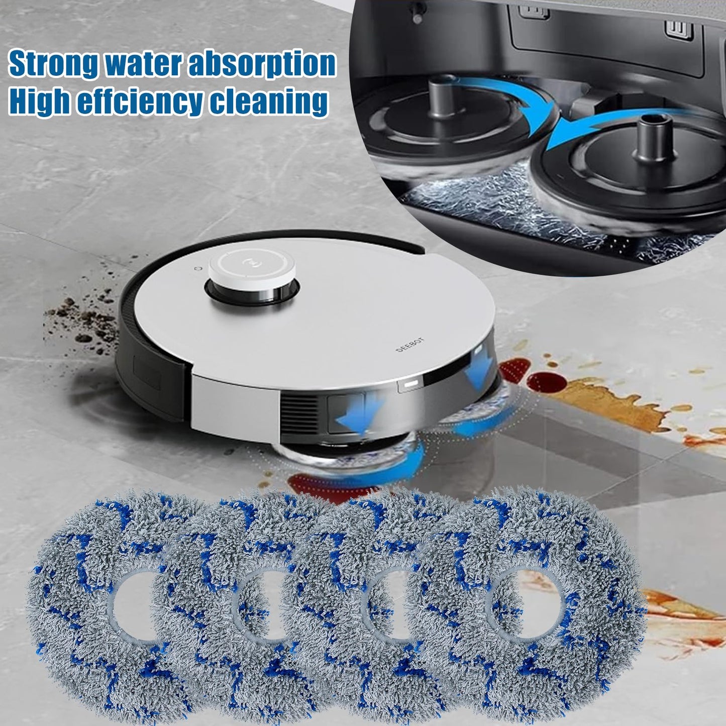 18 PCS Replacement Accessories Kit For Ecovacs Deebot X1 TURBO/OMNI Robot Vacuum Cleaner Parts, 1 Main Brush, 6 Side Brush, 3 Hepa Filter, 4 Mop Cloth, 4 Dust Bag