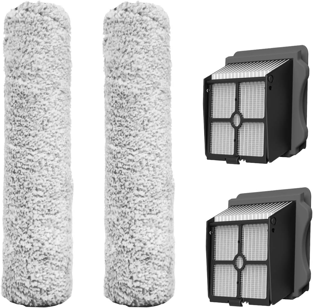 Tineco Replacement 2 HEPA Assembly & 2 Brush Roller Set for iFLOOR 3 Series, Floor ONE S3 Series Cordless Wet Dry Vacuum Cleaner (Not Compatible with Any Other Model)