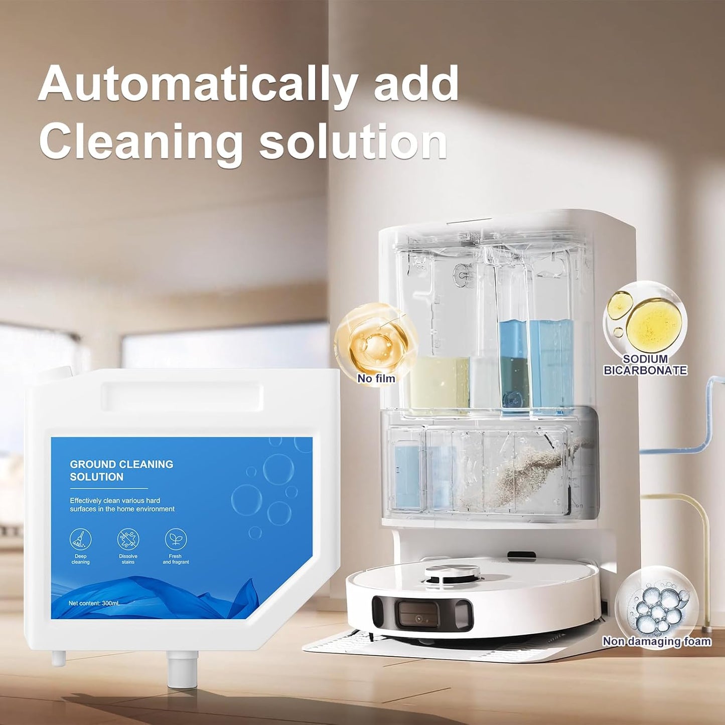 Floor Cleaning Solution Compatible with Dreame Cleaning Solution, Multi-Surface Original Flavor L10 Ultra Detergent, Compatible with L10s Ultra Robot Vacuum (300ml) (1 Bottle)