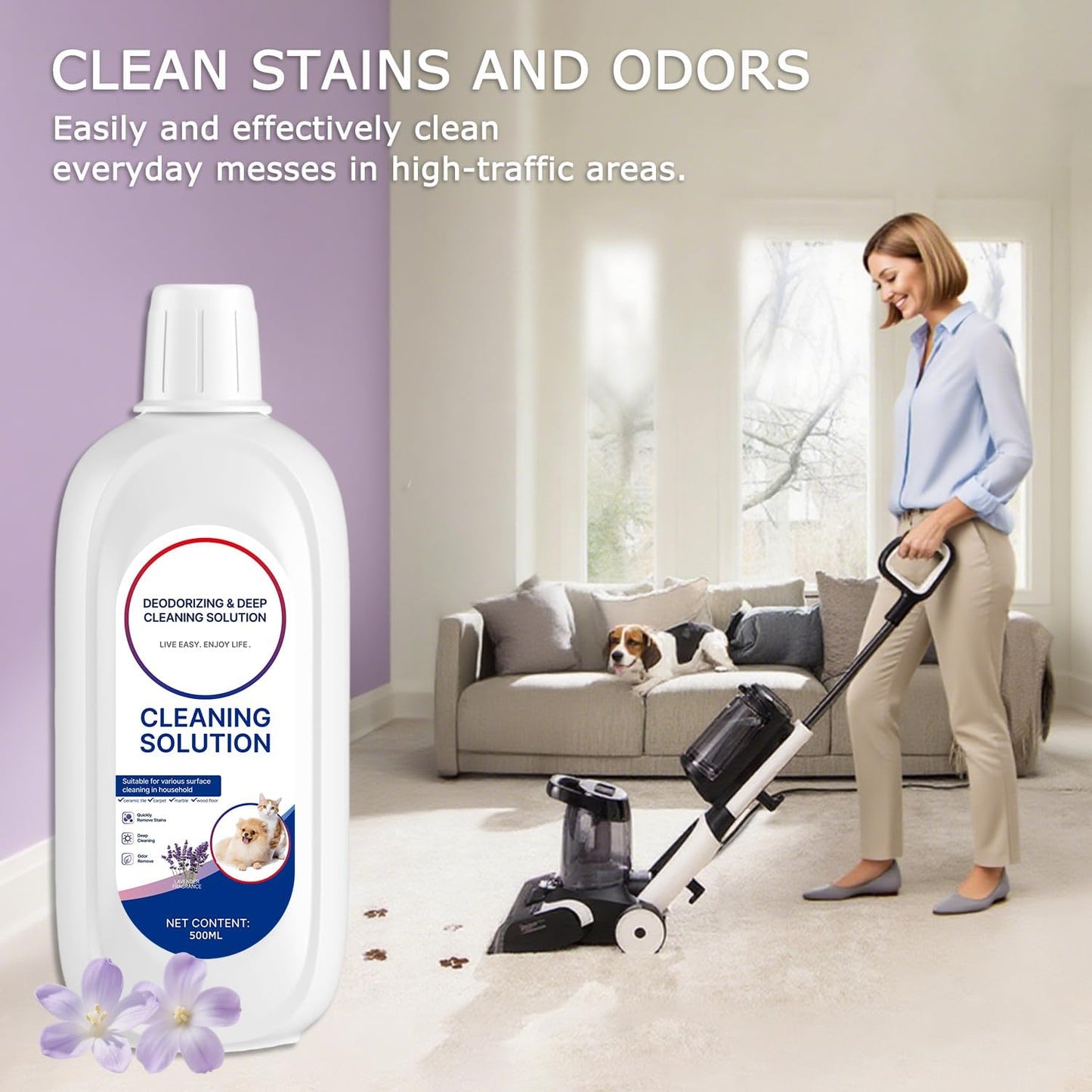 Floor Cleaner Lavender Scent Compatible with Tineco Cleaning Solution Rifill Deep Cleaning for Tineco Vacuum Mop Solution, for iFloor Series & Floor One Cleaner Solution,500ml