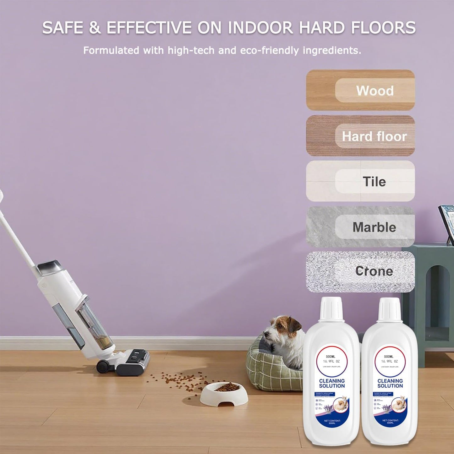 Floor Cleaner Lavender Scent Compatible with Tineco Cleaning Solution Rifill Deep Cleaning for Tineco Vacuum Mop Solution, for iFloor Series & Floor One Cleaner Solution,500ml