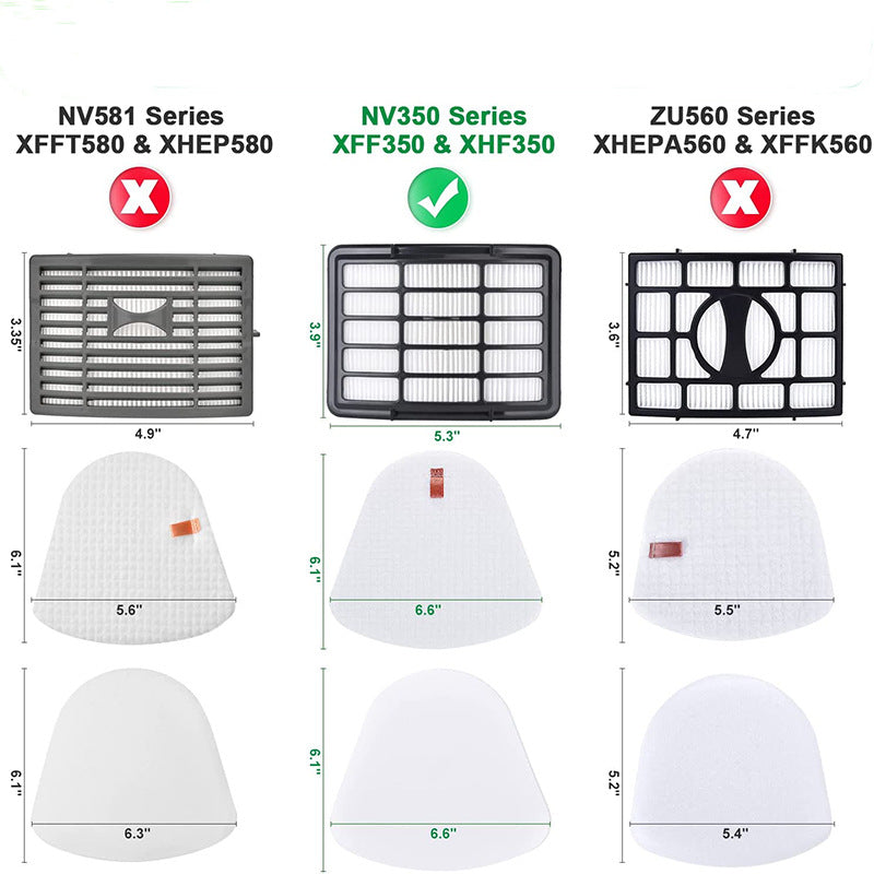 Filter Replacement for Shark Navigator Lift Away Deluxe Professional Vacuum ZU503AMZ NV350 NV351 NV352 NV355 NV357 NV360 NV370 UV440 UV540, Parts XFF350 & XHF350, 1 HEPA + 2 Pre-Felt Filters