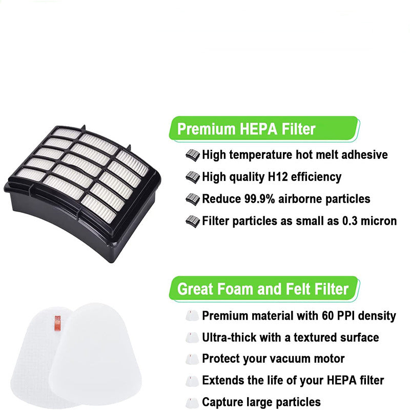 Filter Replacement for Shark Navigator Lift Away Deluxe Professional Vacuum ZU503AMZ NV350 NV351 NV352 NV355 NV357 NV360 NV370 UV440 UV540, Parts XFF350 & XHF350, 1 HEPA + 2 Pre-Felt Filters