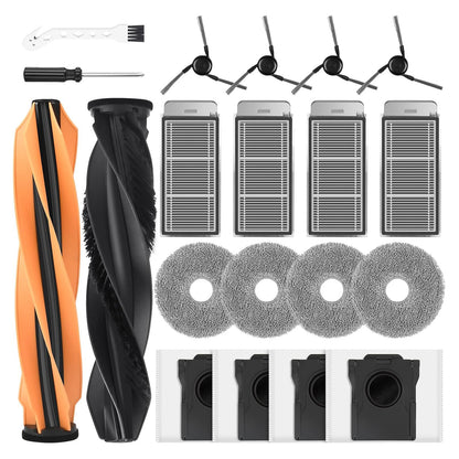 20 Pack Accessories Kit for Dreame X50 Ultra/L50 Ultra/L40s Ultra/L40s Pro Ultra/X50 Master/Mova V50 Ultra Complete Robot Vacuum, 1 Pair Main Brush 4 Side Brushes 4 HEPA Filters 4 Mop Pads 4 Dust Bags