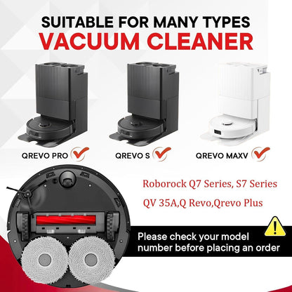4 Pack Main Brushes Replacement For Roborock Q7,Q7+,Q7 Max,Q7 Max+,S7 Series,QV 35A/35S, Q Revo,Qrevo S/MaxV/Pro/Plus Vacuum Cleaner