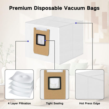 E25 Dust Bags Compatible with Eufy E25 Omni / E28 Omni / C28 Omni Robot Vacuum Cleaner, 4-Layer Replacement Disposable E28 Dust Bags