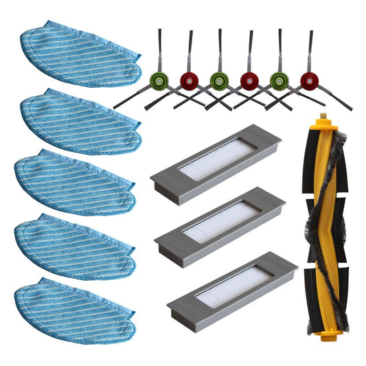 15 PCS Replacement Accessories Kit for Ecovacs Deebot OZMO 950/920 Robotic Vacuum Cleaner,15 Pack(6 Side Brushes,3 Filters,1 Main Brushes,5 Mop Pads)