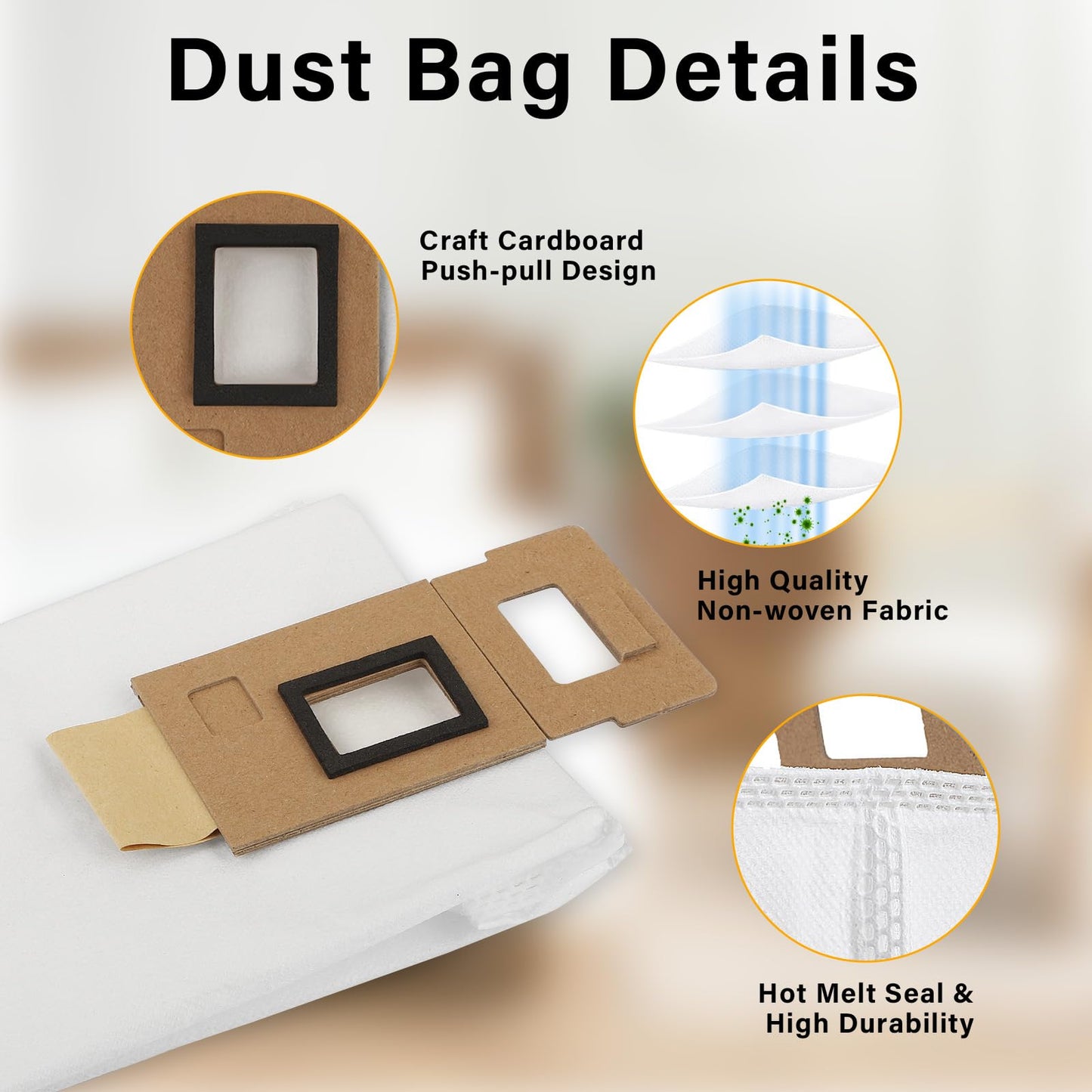 Dust Bag for Roborock S7/S7+ Vacuum Cleaner Auto-Empty Dock, 3L Large Capacity Cleaner Bag（7pack）