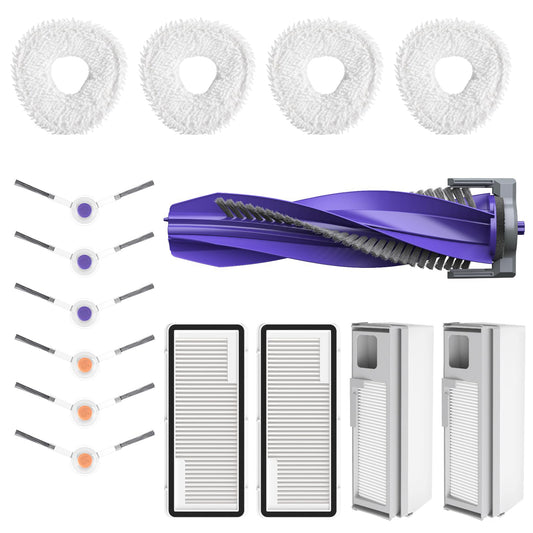 Accessories Replacement for Narwal Freo X Ultra Robot Vacuum, 15 Vacuum Accessories Set, 1 Main Brush, 2 Hepa Filter, 2 Dust Bags, 4 Mop Pads, 6 Side Brushes