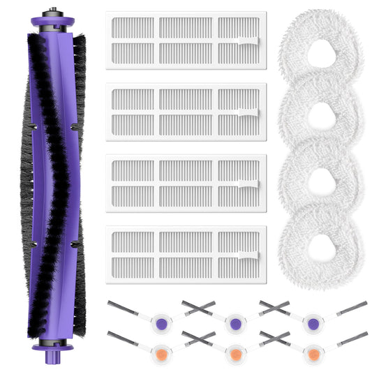 Replacement Parts Accessories Compatible with Narwal Freo Robot Vacuum 1 Roller Brush,4 HEPA Filters, 4 Mop Pads, 6 Side Brushes, 15 Pack