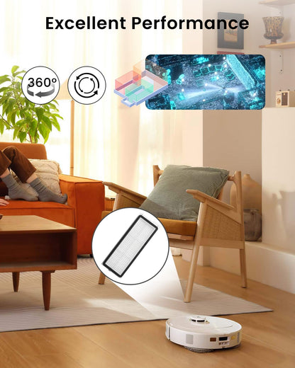 Washable Filter Replacement Parts For Roborock Qrevo series Robot Vacuum Cleaners, High Efficiency Filters（4 Pack）