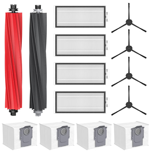 Q5 Max+ Accessories for Roborock Q5 Max+, Q5 DuoRoller+, Q5 Pro+, Q8 Max+ Robot Vacuum Cleaners, Replacement Parts Include Dual Roller Brush, 4 Side Brushes, 4 Washable Filter, 4 Disposable Dust Bag
