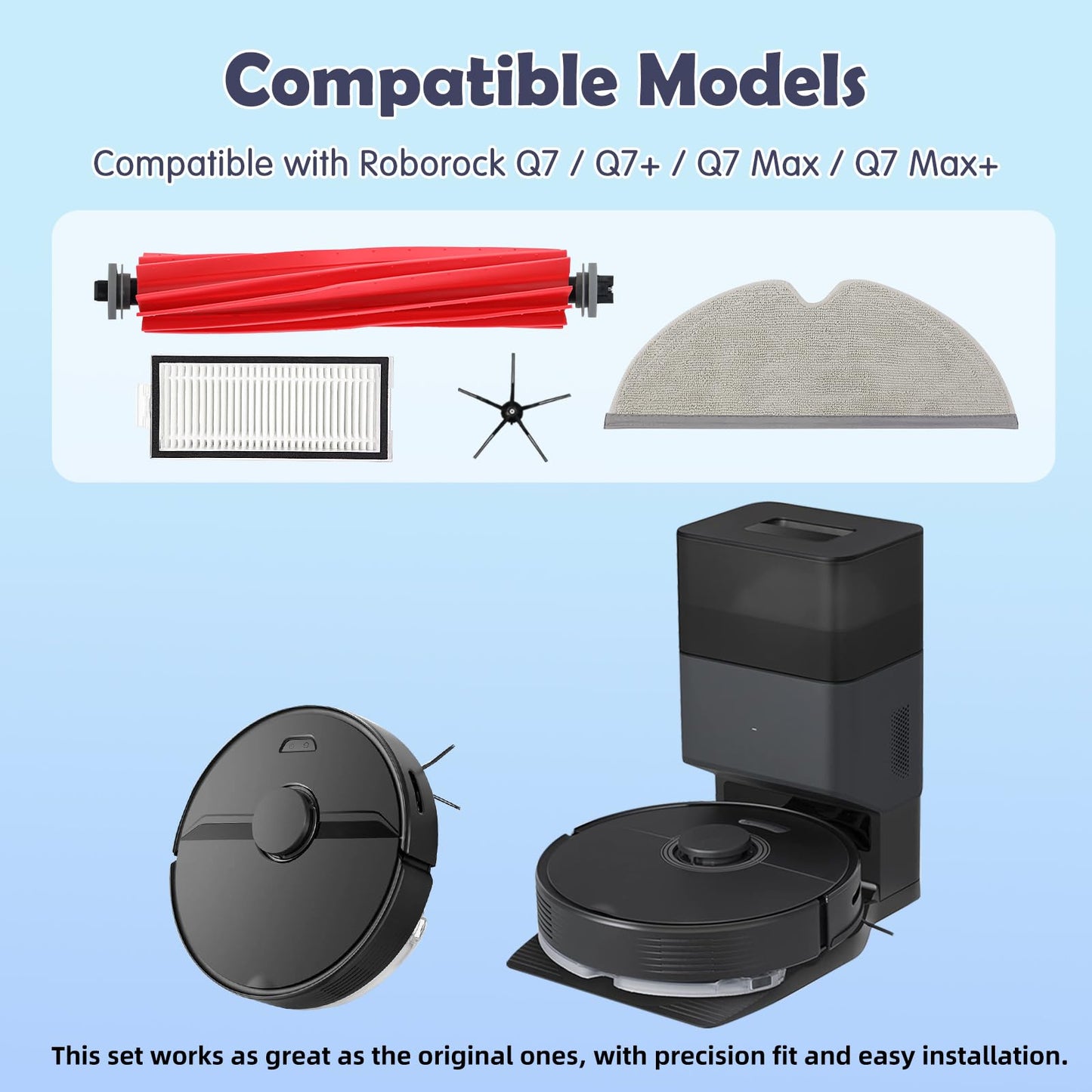 Accessories Kit Replacement Compatible with Roborock Q7 series Robot Vacuum(Not for Q7 M5)-18 Pack