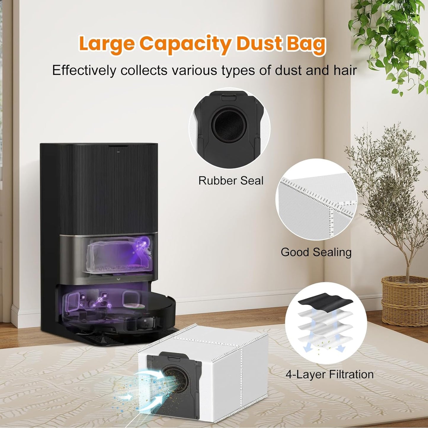 20 Pack Accessories Kit for Dreame X50 Ultra/L50 Ultra/L40s Ultra/L40s Pro Ultra/X50 Master/Mova V50 Ultra Complete Robot Vacuum, 1 Pair Main Brush 4 Side Brushes 4 HEPA Filters 4 Mop Pads 4 Dust Bags