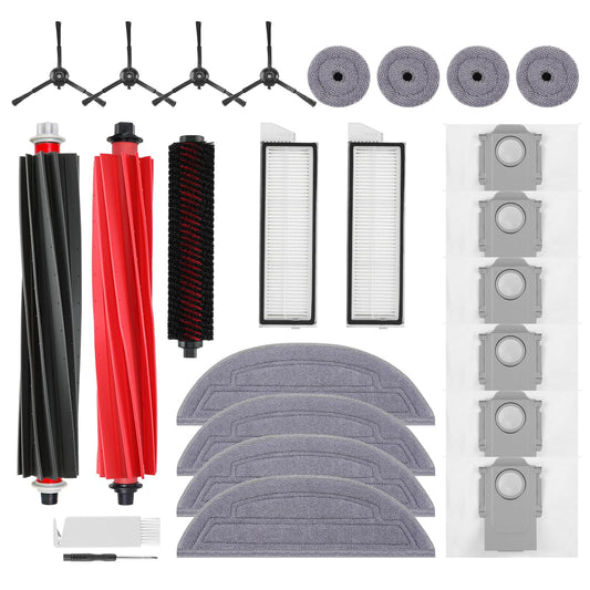 S8 Max V Accessories Kit Compatible with Roborock S8 Max/MaxV Ultra Robot Vacuum, 1 Set Main Brush, 1 Rolling Brush, 2 HEPA Filter, 4 Side Brushs, 4 Mop Cloth + Edge Mop Cloth, 6 Dust Bag