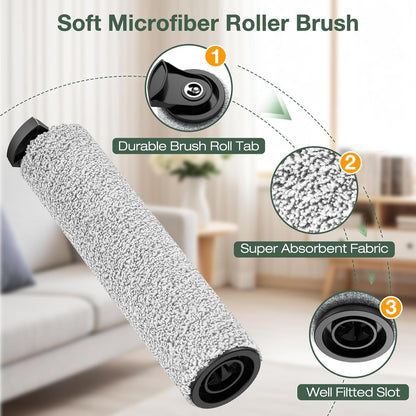 2+4 Pack iFloor 3/ S3 Brush Roller and HEPA Filter Set Compatible with Tineco iFloor 3/ Floor One S3 Cordless Vacuum Cleaner, 2 Pack Brush Rollers + 4 Pack Vacuum HEPA Filters