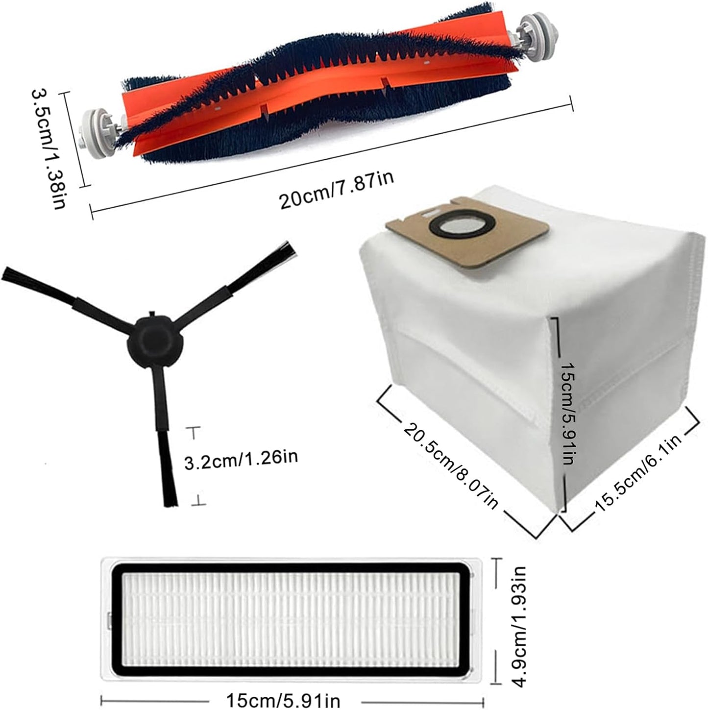 Main Side Brush, HEPA Filters, Dust Bags for Dreame Bot Z10 Pro L10 Plus Vacuum Cleaner Accessories