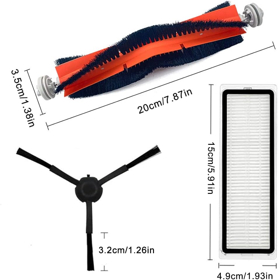 19Pcs Accessories for Dreame Bot Z10 Pro L10 Plus Vacuum Cleaner, 2 Main Brush, 4 Side Brush, 4 HEPA Filter, 3 Dust Bag, 4 Mop Cloth, 2 Tools