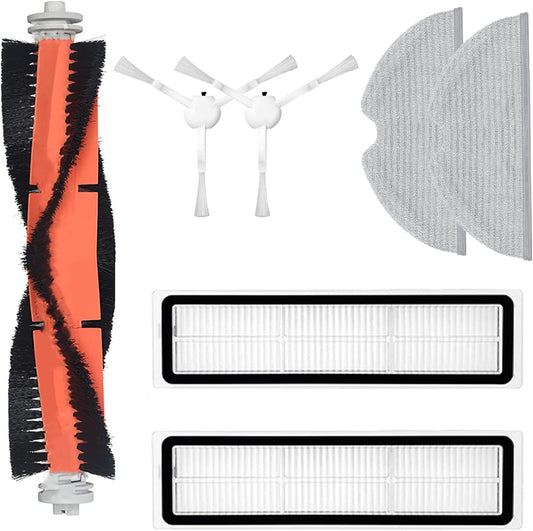 Accessories Kit for Dreame D9 Vacuum Cleaner Replacement Parts, Include 1 Main Brush, 2 Side Brush, 2 Filters, 2 Mop Pad Cloth