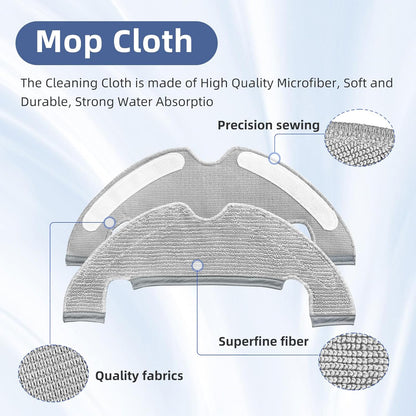 Accessories Compatible for Dreame D10 Plus RLS3D Spare Parts, 1 Main Brush 4 Side Brushes 4 HEPA Filters 4 Mop Pads 2 Dust Bags Replacement Parts