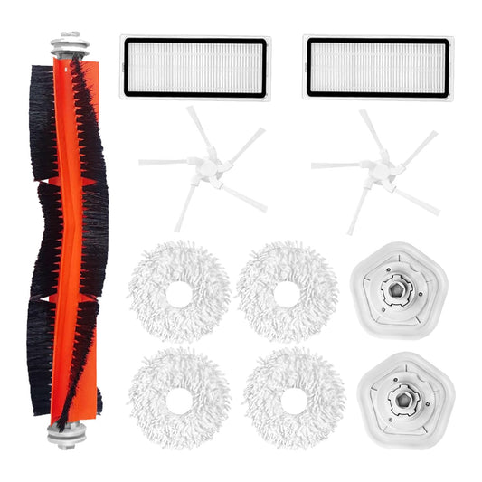 Replacement Spare Parts for Dreametech Bot W10 / W10 Pro Robot Vacuum 1 Main Brush 2 Side Brush 2 Filter 2 Mop Pad Bracket 4 Mop Pad Accessories (11 Pack)