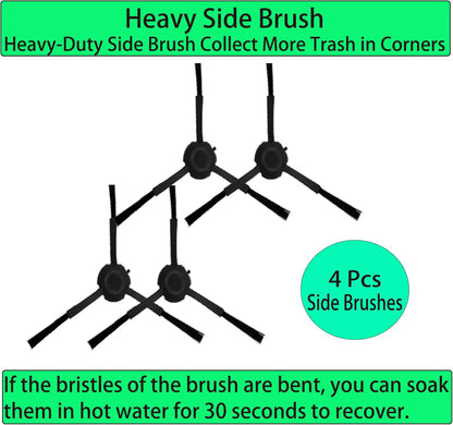 Replacement Spare Parts for Dreametech Bot D10 Plus/ Z10 Pro/ L10 Plus Robot Vacuum 2 Main Brush 4 Side Brush 4 Filter 4 Mop Pad 2 Dust Bag Accessories (16 Pack)