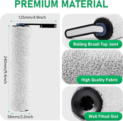 Vacuum Brushes and Filters Kit Compatible with Tineco Floor ONE S5, Floor One S5 Pro Wet Dry Cordless Vacuum Cleaners, 3 Roller Brushes, 3 Filters, 1 Cleaner Brush