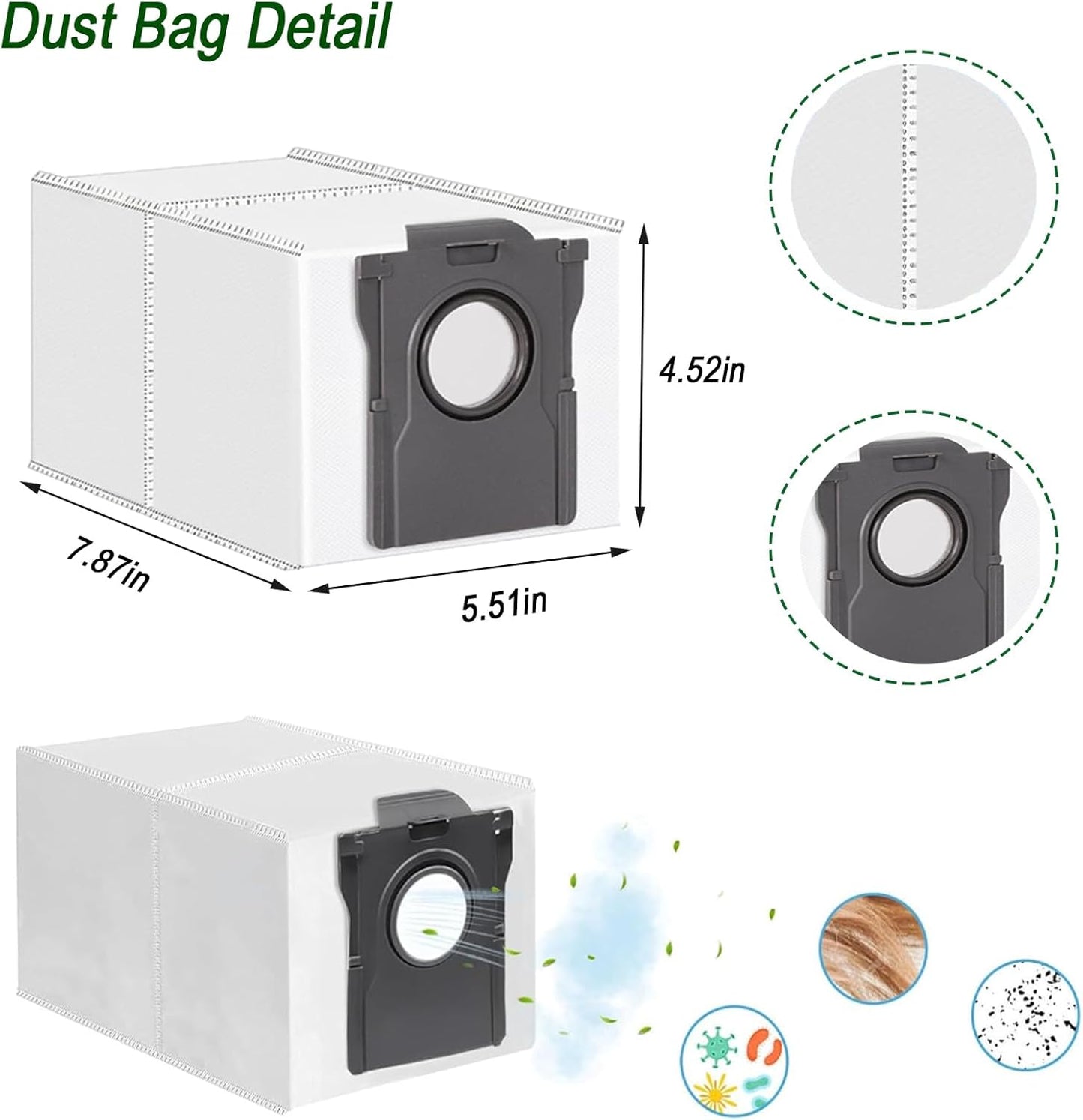 Accessories for Dreame X50 Ultra,L40 Ultra, X40 Ultra, and for MOVA P10, P50 Pro Ultra Robot Vacuum Cleaner, 6 Dust Bags, 4 Mop Pads, 4 Side Brushes, L40 Ultra Replacement Kit