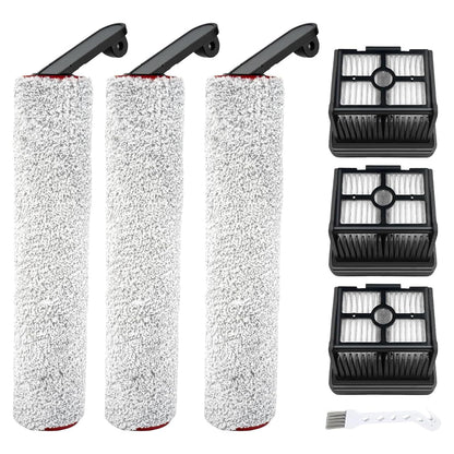 (7pcs) HEPA Filters & Replacement Brush Rollers Compatible Parts Accessories Kit For Dreame H12 Pro/ H12 Dual Wet Dry Vacuum Cleaner, Replacement Inclue 3 Vacuum Filter, 3 Brush Rollers