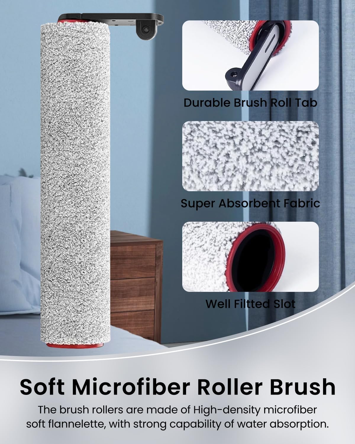 (7pcs) HEPA Filters & Replacement Brush Rollers Compatible Parts Accessories Kit For Dreame H12 Pro/ H12 Dual Wet Dry Vacuum Cleaner, Replacement Inclue 3 Vacuum Filter, 3 Brush Rollers