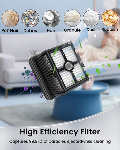 (7pcs) HEPA Filters & Replacement Brush Rollers Compatible Parts Accessories Kit For Dreame H12 Pro/ H12 Dual Wet Dry Vacuum Cleaner, Replacement Inclue 3 Vacuum Filter, 3 Brush Rollers