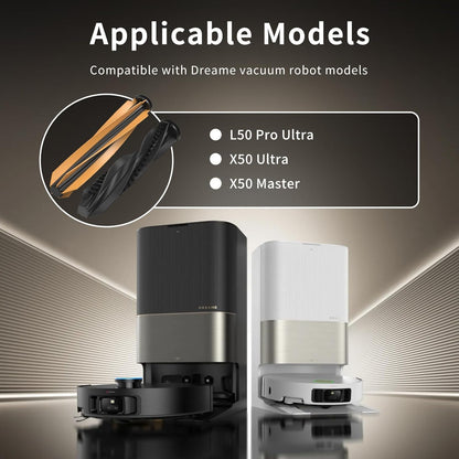 Dual Main Brush for Dreame L50 Pro Ultra,X50 Ultra,X50 Master,L40s Pro Ultra Vacuum Cleaner Replacement Parts, X50 Ultra Robot Vacuum and Mop Roller Detangling Main Roller Brush