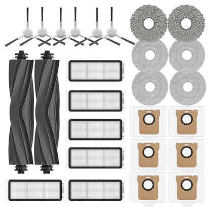 Dreame L20 Ultra Replacement Accessories for Dreame L20 Ultra / L30 Ultra Robot Vacuum:6 HEPA Filters 6 Side brushes 6 Mop Pads 6 Dust Bags 2 Main Brush Cleaning Brush 25 Packs