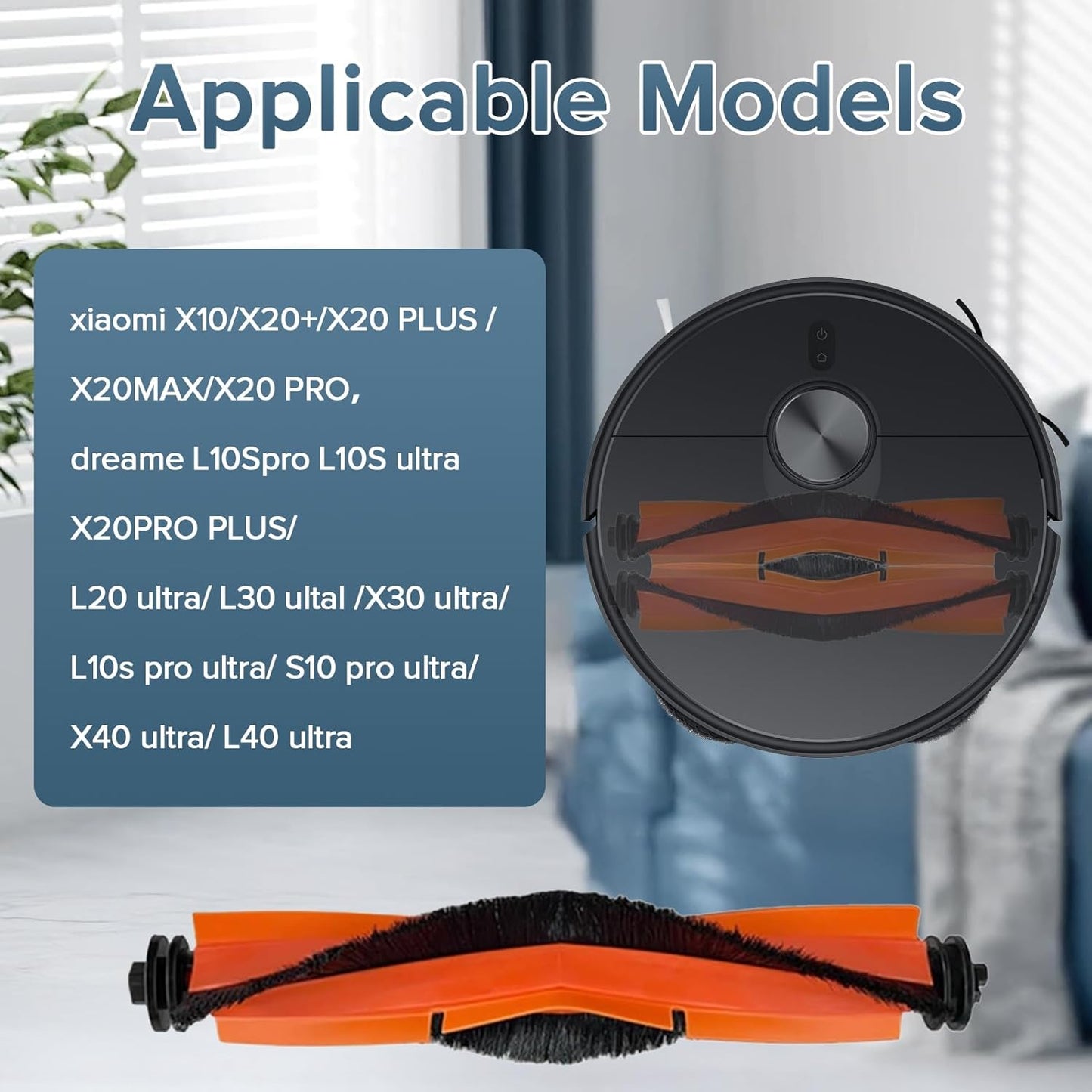 4 Main Brushes Accessories for Dreame L40 Ultra, X40 Ultra,L30 Ultra,L20 Ultra,L10s Pro Ultra,L10s Ultra,L10s Pro,X20 Pro Plus,X30 Ultra,S10 Pro Ultra, xiaomi X10, X20 series Vacuum