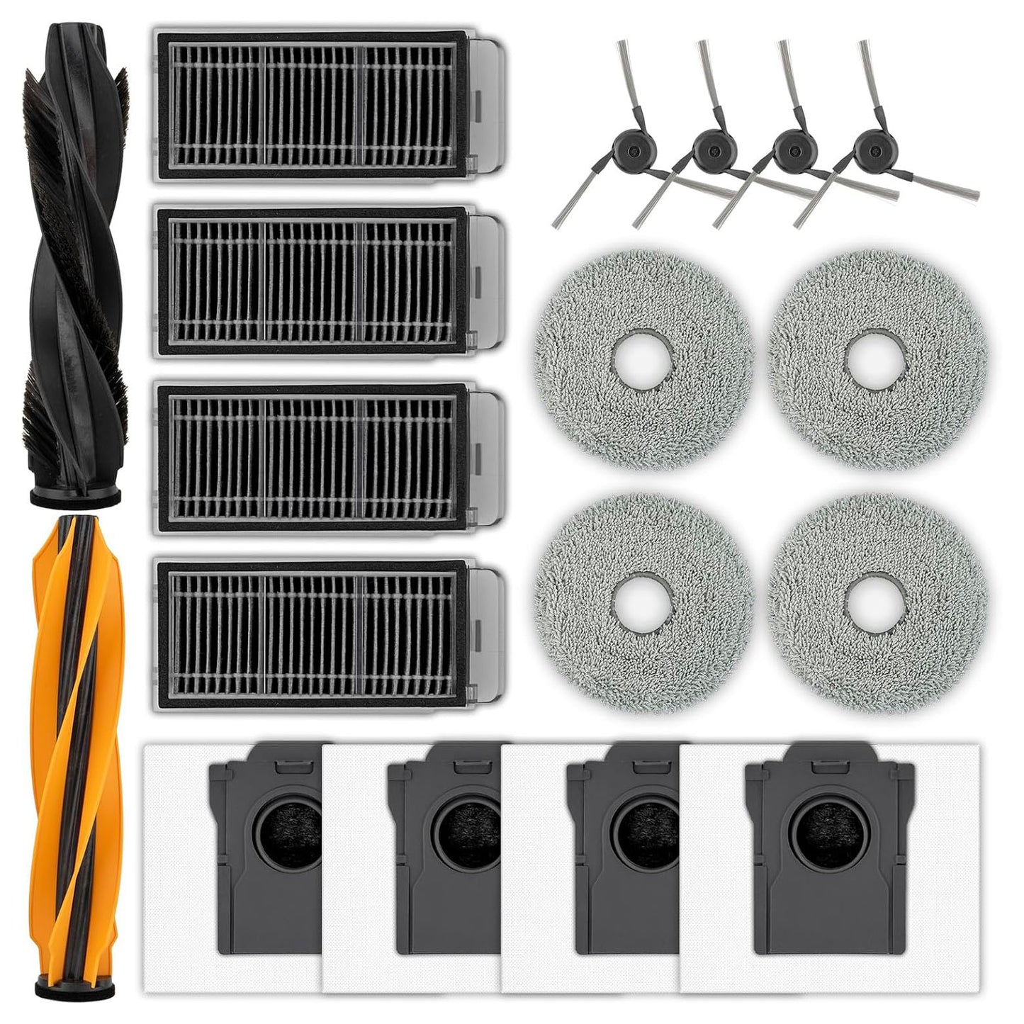 (18 Pack) X50 Ultra Replacement Parts Compatible with Dreame X50 Ultra Robot Vacuum Cleaner, 2 Roller Brushes, 4 Side Brushes, 4 Dust Bags, 4 HEPA Filters, 4 Mop Pads, Accessories Kit