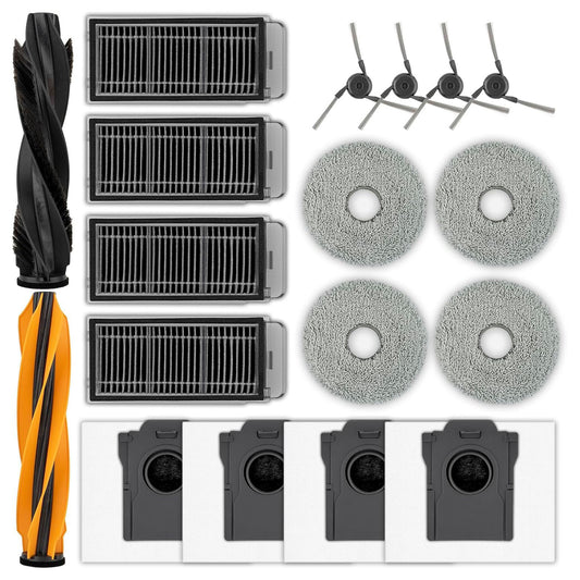 (18 Pack) X50 Ultra Replacement Parts Compatible with Dreame X50 Ultra Robot Vacuum Cleaner, 2 Roller Brushes, 4 Side Brushes, 4 Dust Bags, 4 HEPA Filters, 4 Mop Pads, Accessories Kit