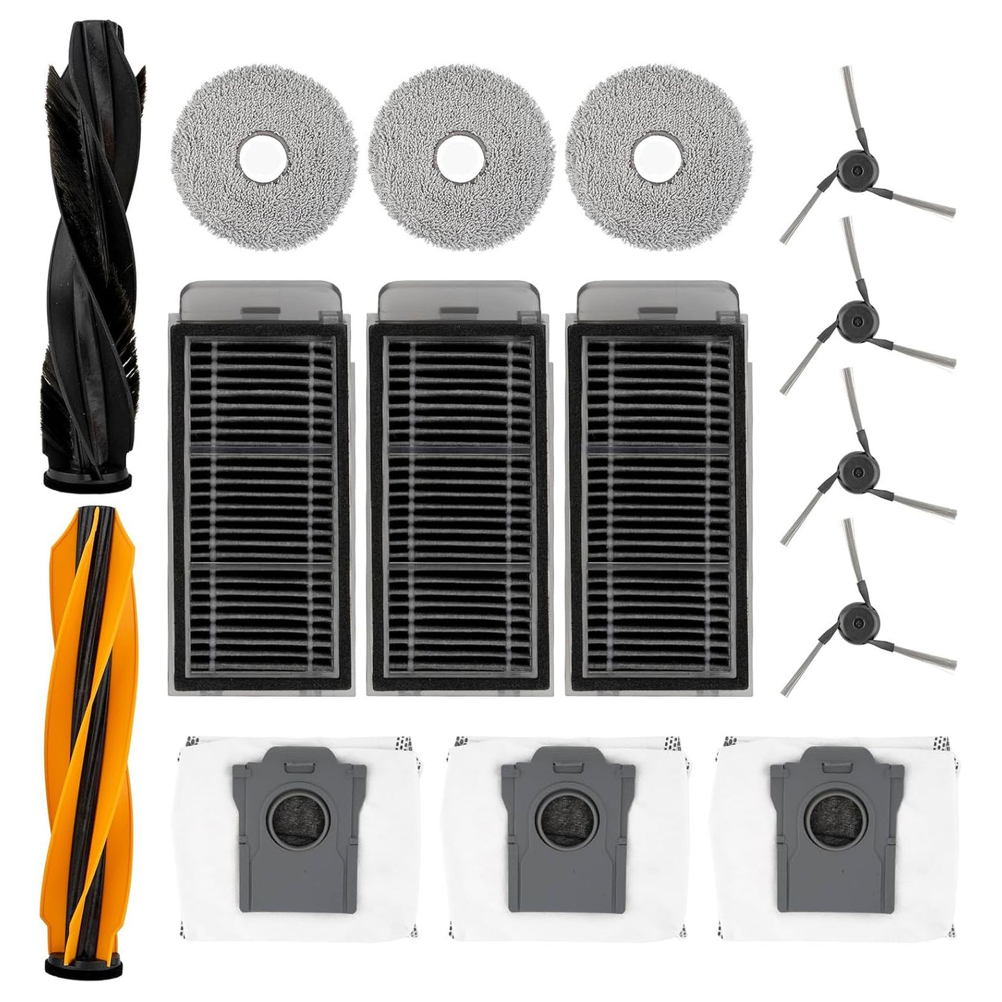 (15 Pack) X50 Ultra Replacement Parts Compatible with Dreame X50 Ultra Robot Vacuum Cleaner, 2 Roller Brushes, 4 Side Brushes, 3 Dust Bags, 3 HEPA Filters, 3 Mop Pads, Accessories Kit