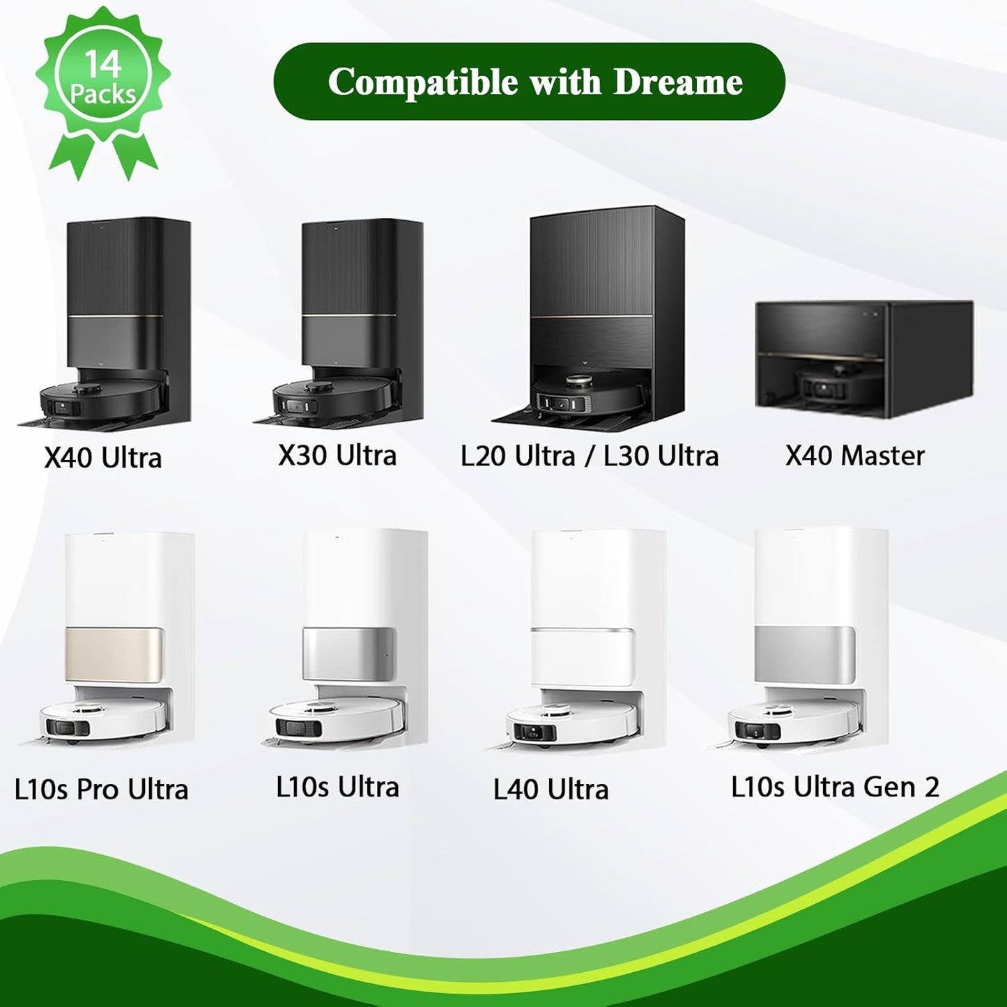 TriCut Brush Replacement Kit for Dreame X40 Ultra, X30 Ultra, L30 Ultra, L10s Ultra, L20 Ultra, L10s Pro Ultra, L40 Ultra Vacuum Cleaner, Accessories with Main Brush, Mop Pads, Dust Bags