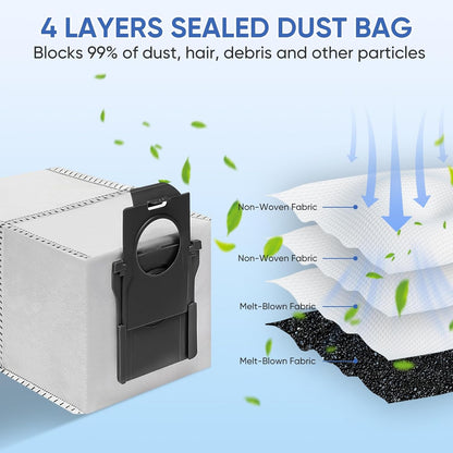 15 Pack Vacuum Bags Replacement for Dreame X50 Ultra/X40 Ultra/X30 Ultra/L50 Ultra/L40 Ultra/L10s Ultra Gen 2/L10s Pro Ultra Robot Vacuum Cleaner,3.2L Large Capacity Dust Bag Accessories